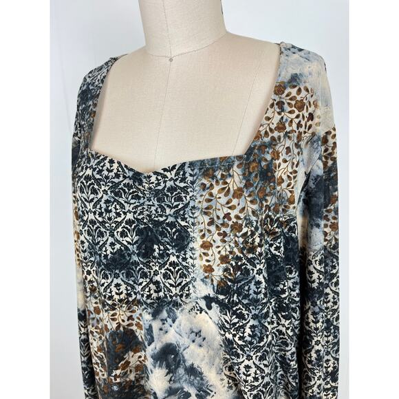 Vintage 90s Y2K Sharon Anthony Moody Floral Top 2X Stretchy Plus Size Fairy - Picture 8 of 15